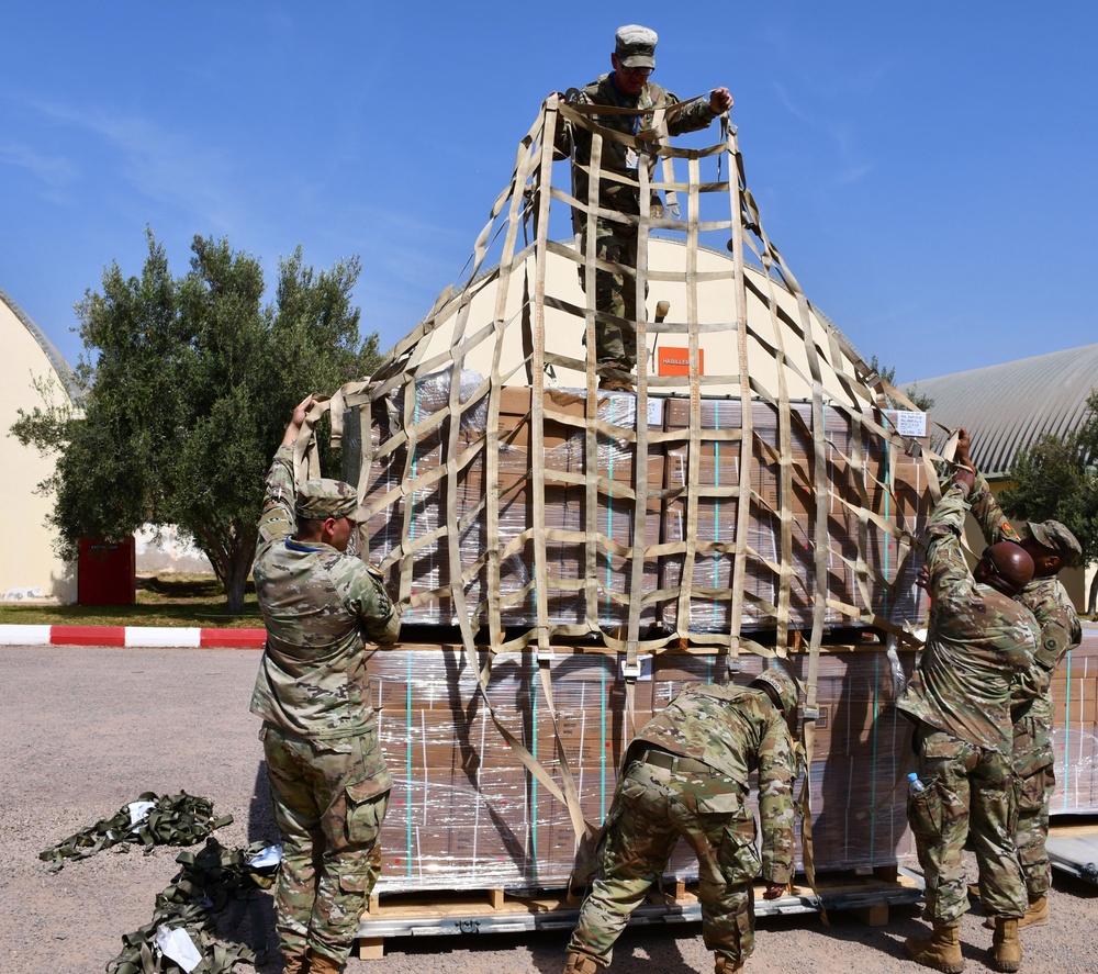 U.S. and Moroccan armed forces combine for pallet airlift build