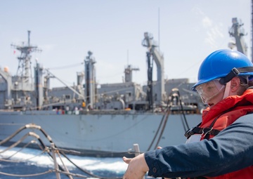USS Gravely Conducts Replenishment-at-Sea with USNS Supply in the Red Sea