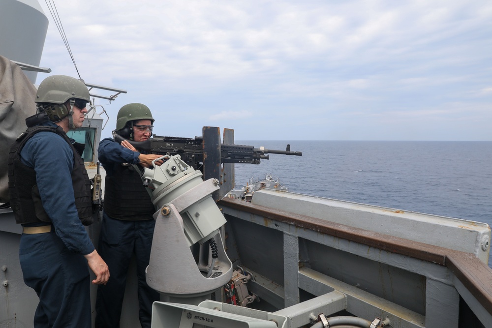Sailors aboard the USS Howard conduct a live fire exercise in the North Pacific Ocean