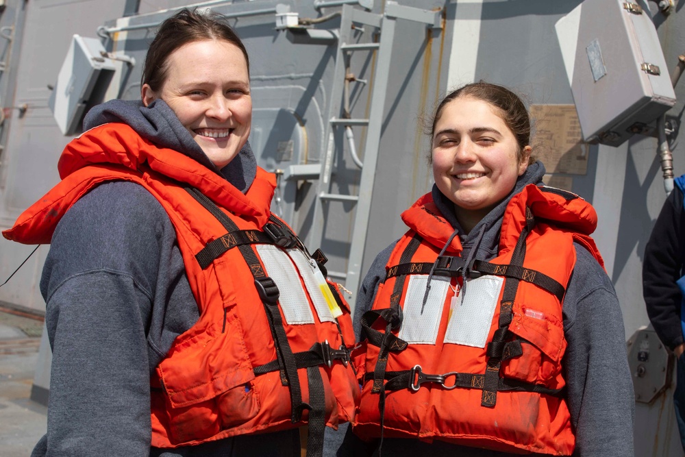 USS Ralph Johnson launches buoy