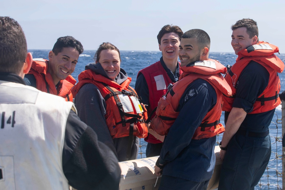 USS Ralph Johnson launches buoy