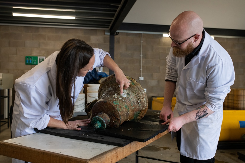 USS Jacob Jones Bell Conservation Efforts Begin Following London Turnover Ceremony