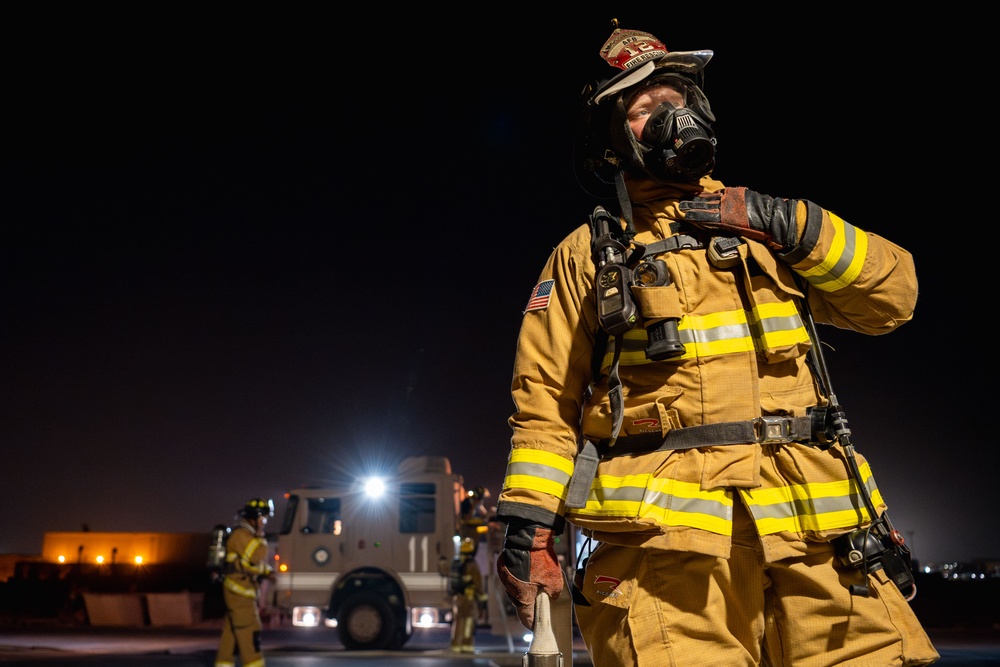 Deployed firefighters complete low-light fire rescue training