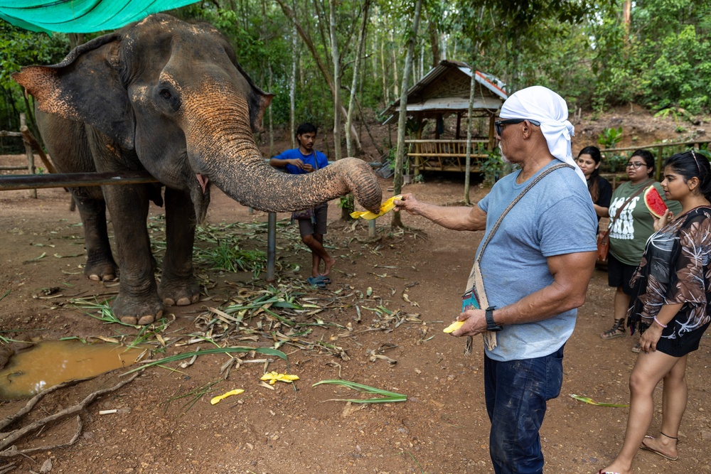 USNS Yukon Crew Visits, Swims with Thai Elephants