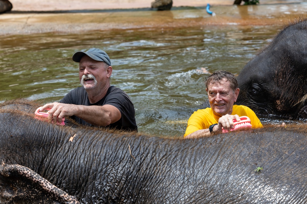 USNS Yukon Crew Visits, Swims with Thai Elephants