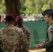 Dignitaries, members of 10th Special Forces Group (Airborne), Polish special forces, 6th Airborne Brigade, gather for the renaming of Camp Miron, May 17, 2024 near Krakow Poland.