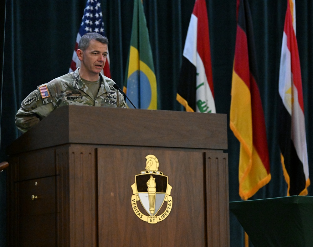 Brigadier General Guillaume &quot;Will&quot; Beaurpere, commander, U.S. Army John F. Kennedy Special Warfare Center and School, speaks during the Spring Symposium/Irregular Warfare Forum