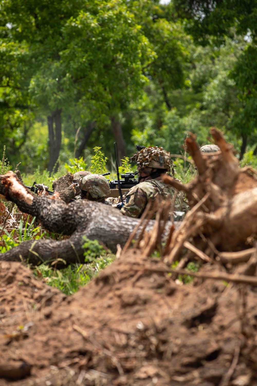 Maryland National Guard soldiers conduct react to contact drill in Ghana during African Lion 2024