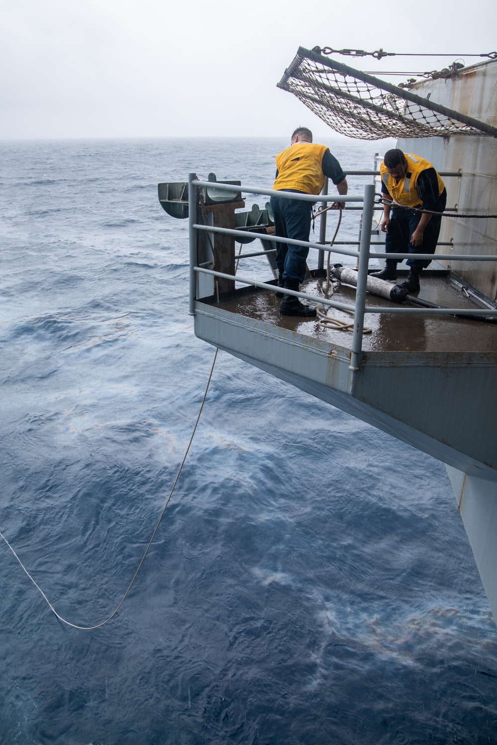 USS Ronald Reagan (CVN 76) Sailors test the torpedo countermeasure system