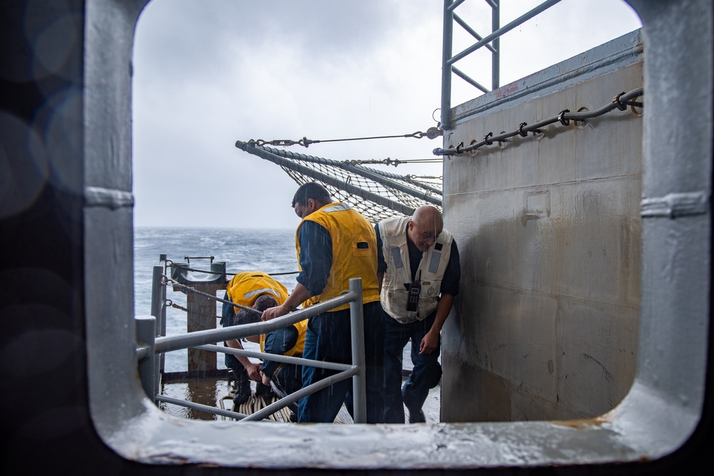 USS Ronald Reagan (CVN 76) Sailors test the torpedo countermeasure system