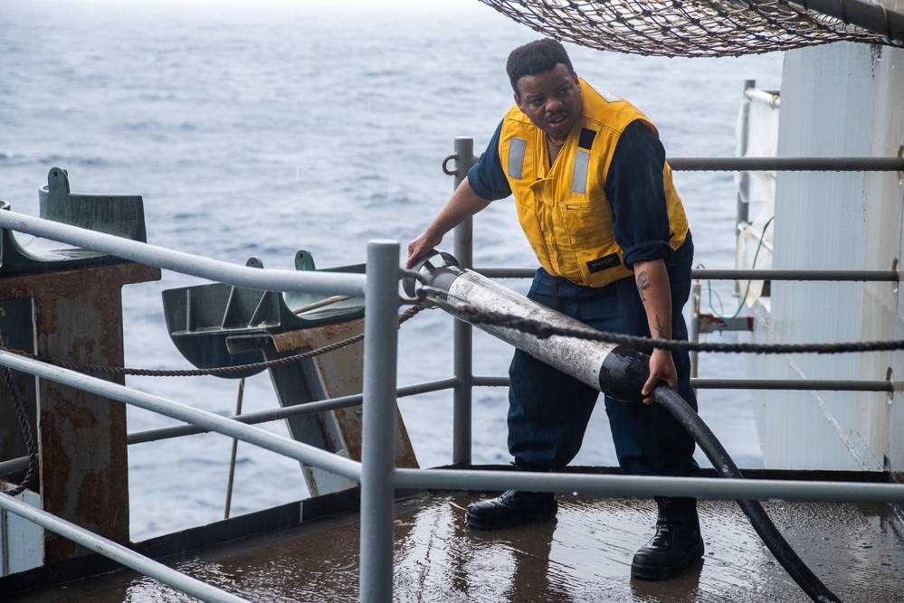 USS Ronald Reagan (CVN 76) Sailors test the torpedo countermeasure system