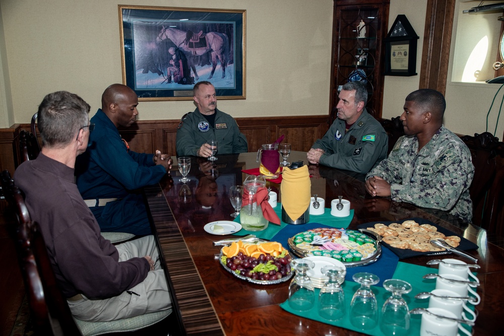 USS George Washington hosts Brazilian Navy Rear Adm. Emerson Gaio