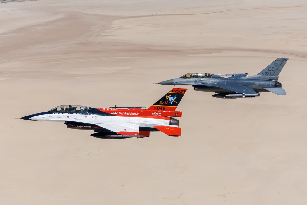 X-62A VISTA flies over Edwards AFB