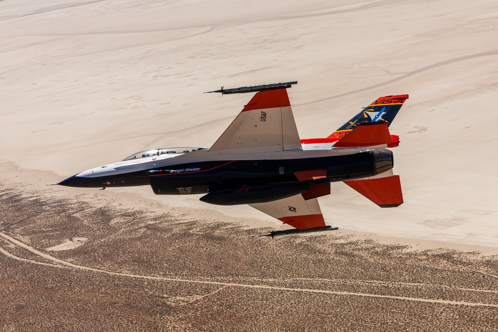 X-62A VISTA flies over Edwards AFB