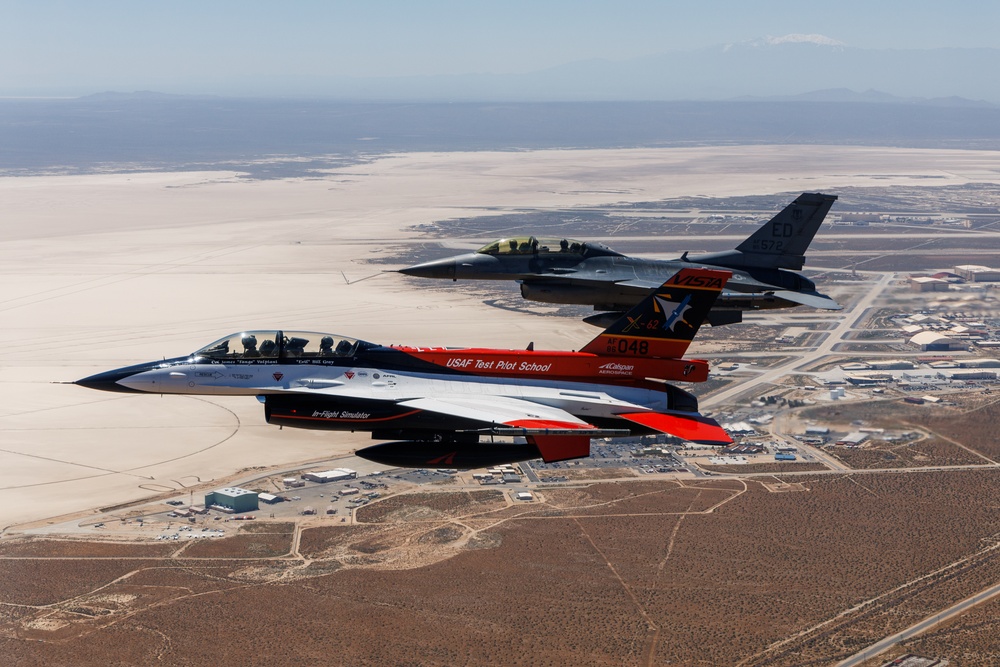 X-62A VISTA flies over Edwards AFB