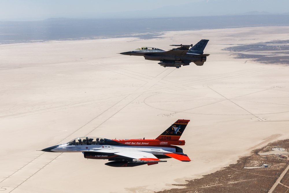 X-62A VISTA flies over Edwards AFB