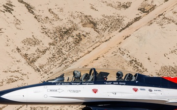 X-62A VISTA flies over Edwards AFB