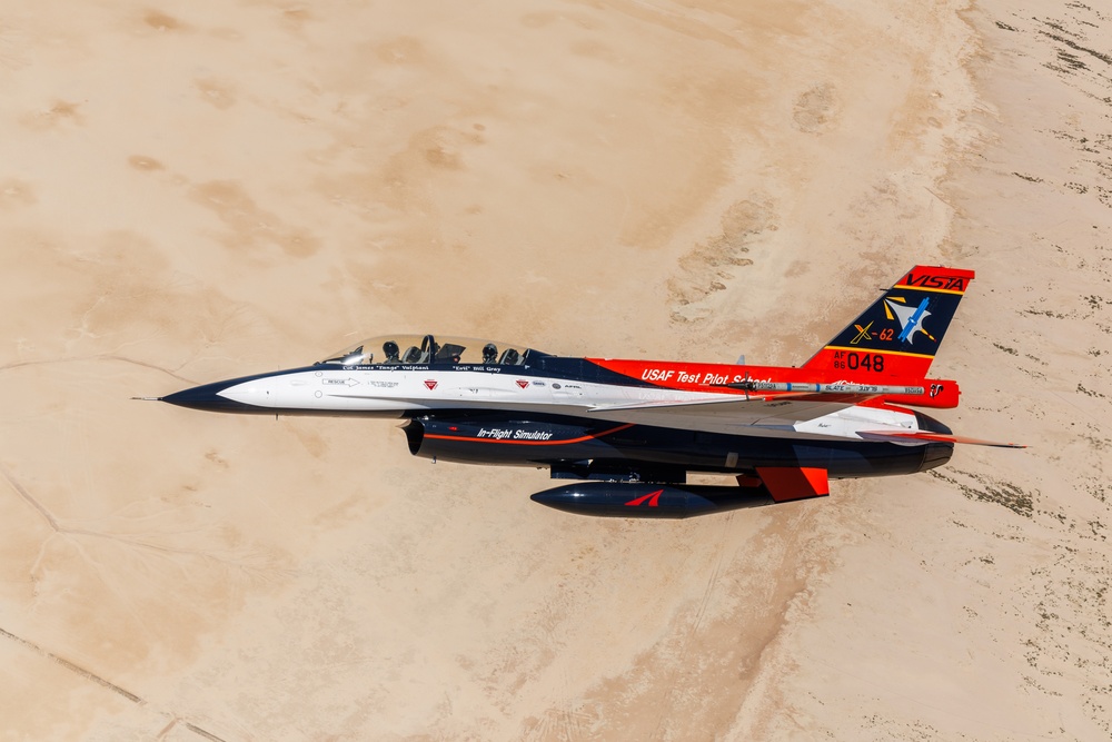 X-62A VISTA flies over Edwards AFB