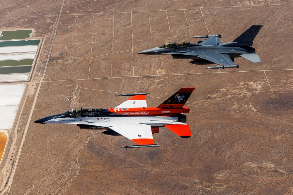 X-62A VISTA flies over Edwards AFB