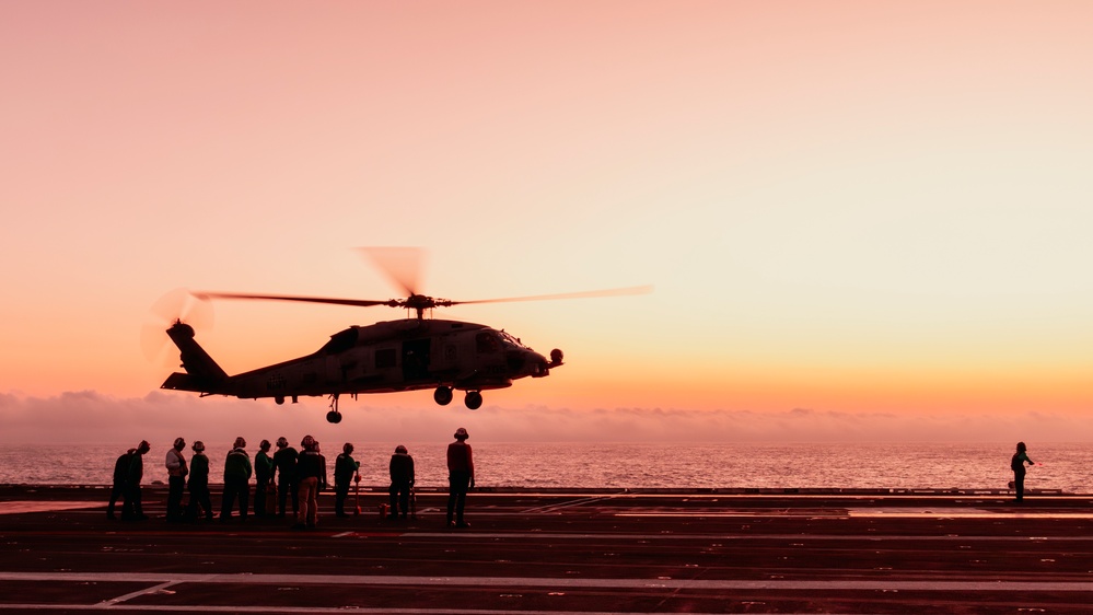 George Washington Conducts Sunset Flight Operations