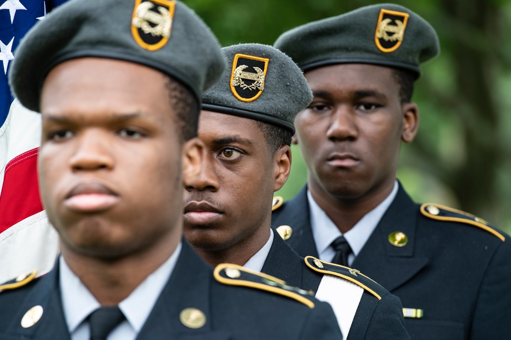 A Remembrance Service is Held for Silver Star Recipient U.S. Army Spc. 5 Calvin Bouknight in Section 38