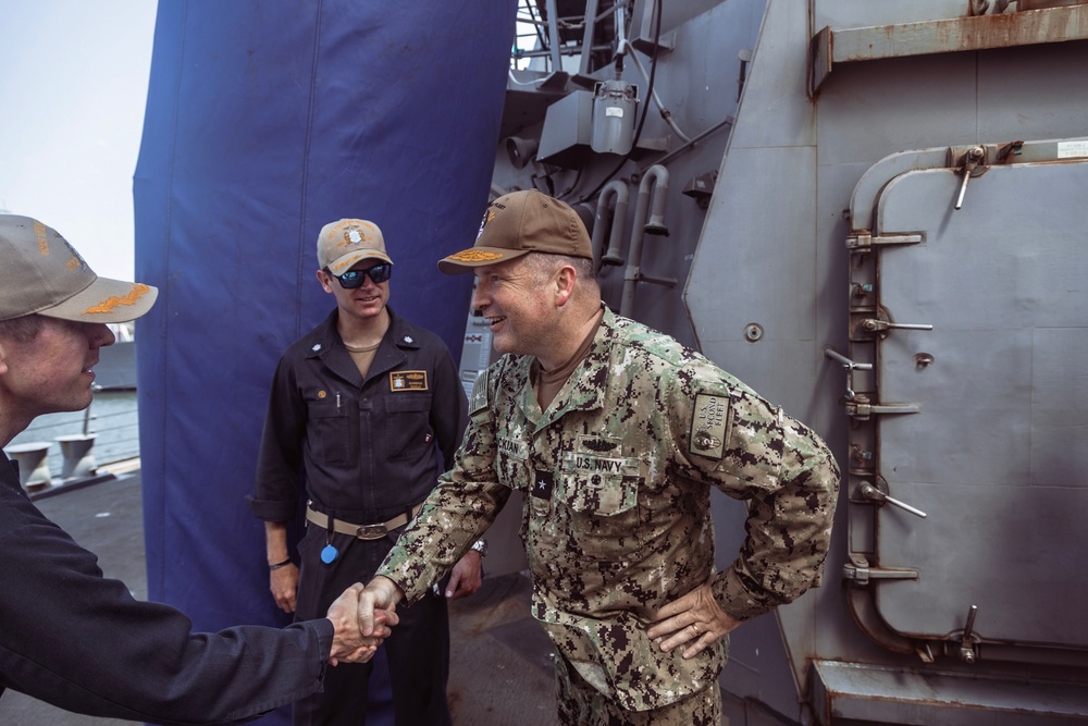 Rear Adm. Martin Muckian, Commander, Submarine Group TWO, Deputy Commander, U.S. Second Fleet, visits U.S. Fourth Fleet