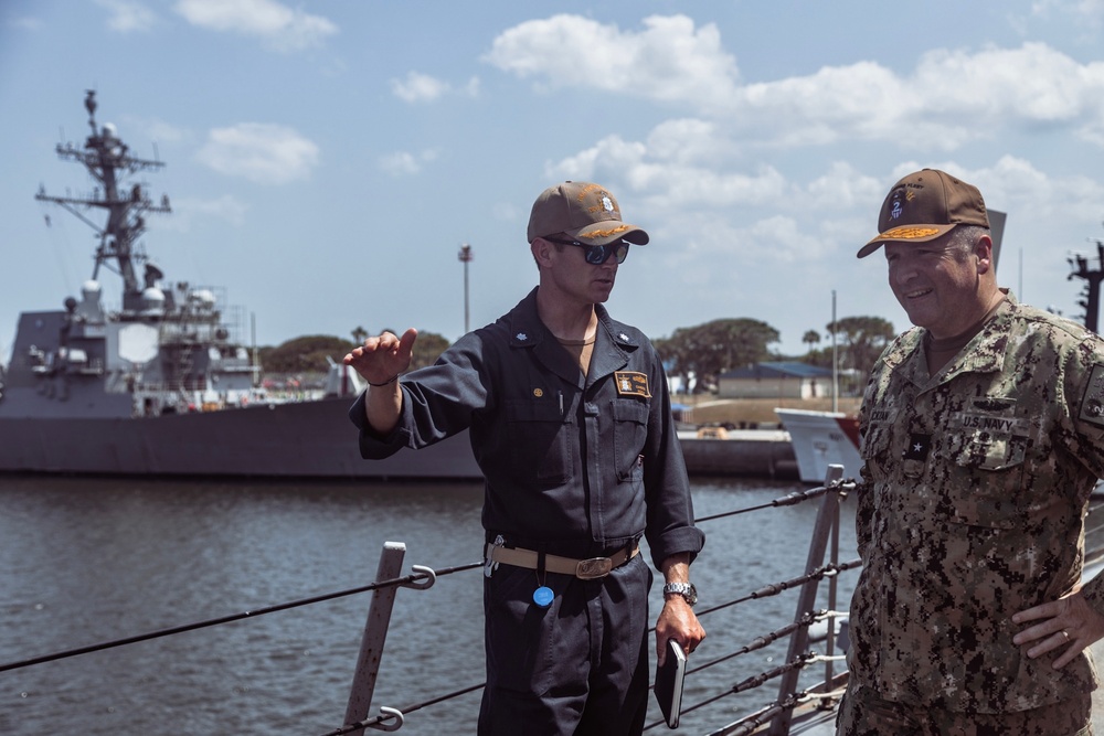 Rear Adm. Martin Muckian, Commander, Submarine Group TWO, Deputy Commander, U.S. Second Fleet, visits U.S. Fourth Fleet
