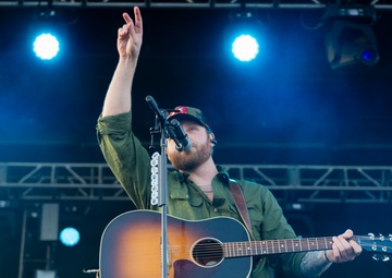 Russell Dickerson performs for service members at Naval Base Ventura County