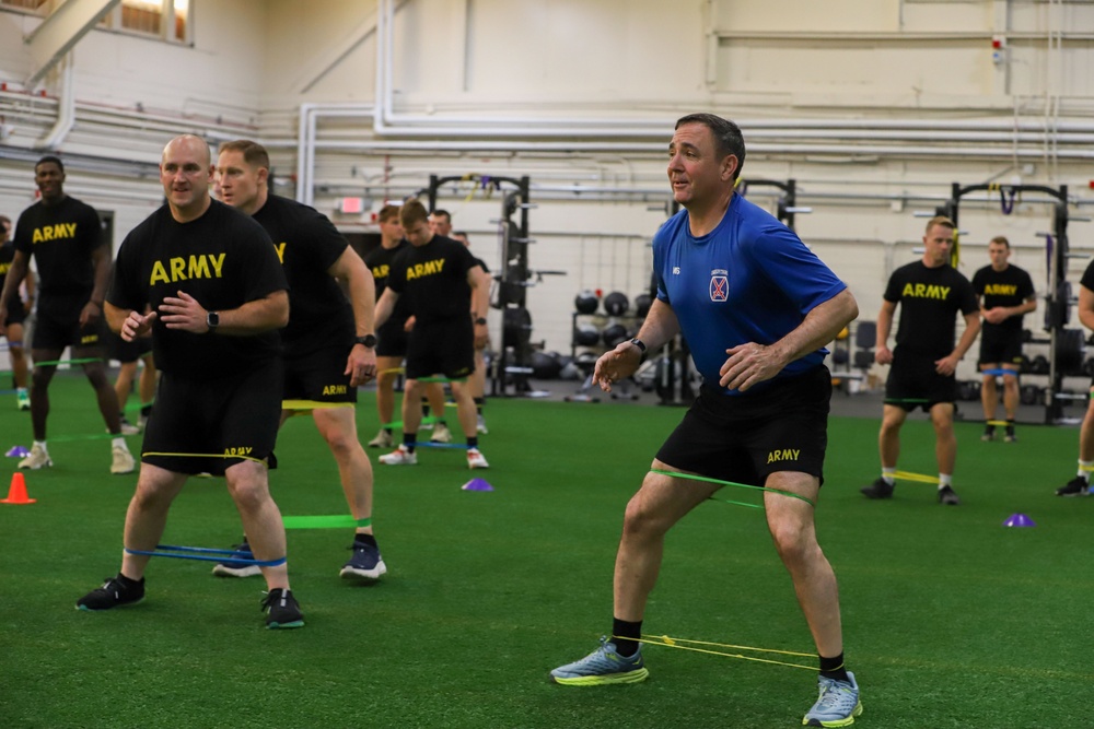 Cadet Troop Leadership Physical Training with the 10th Mountain Division Command Team