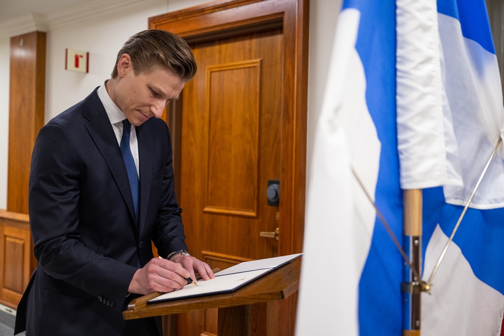 Secretary Austin hosts Finnish Defense Minister Antti Hakkanen