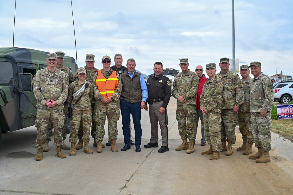 Nebraska Governor and Adjutant General visit Nebraska National Guard traffic control points