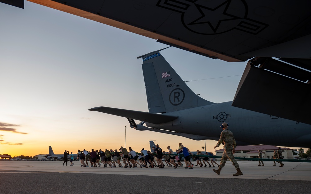 Special Operators pull KC-135 at MacDill