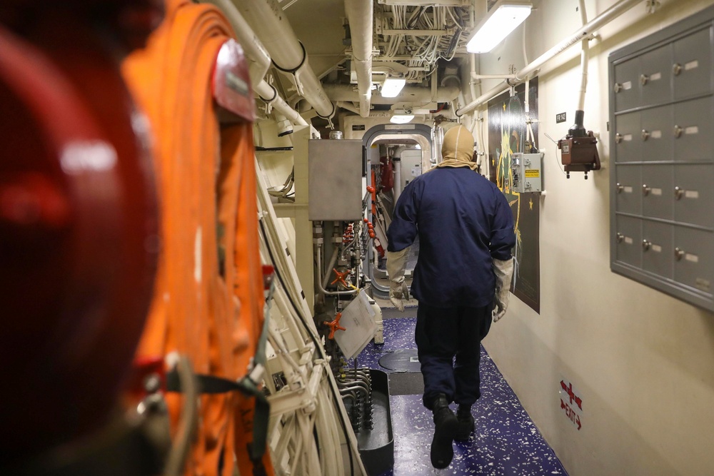 USS Ralph Johnson conducts training drill