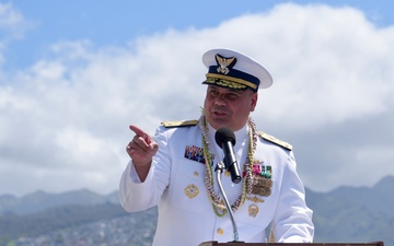 U.S. Coast Guard Cutter Waesche holds a change of command ceremony