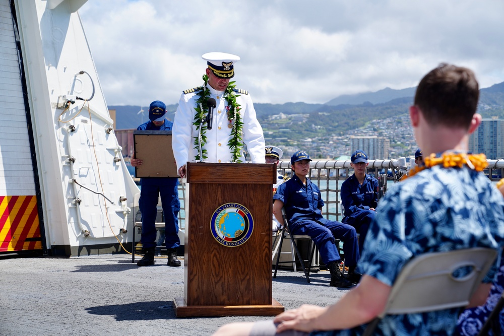 U.S. Coast Guard Cutter Waesche holds a change of command ceremony