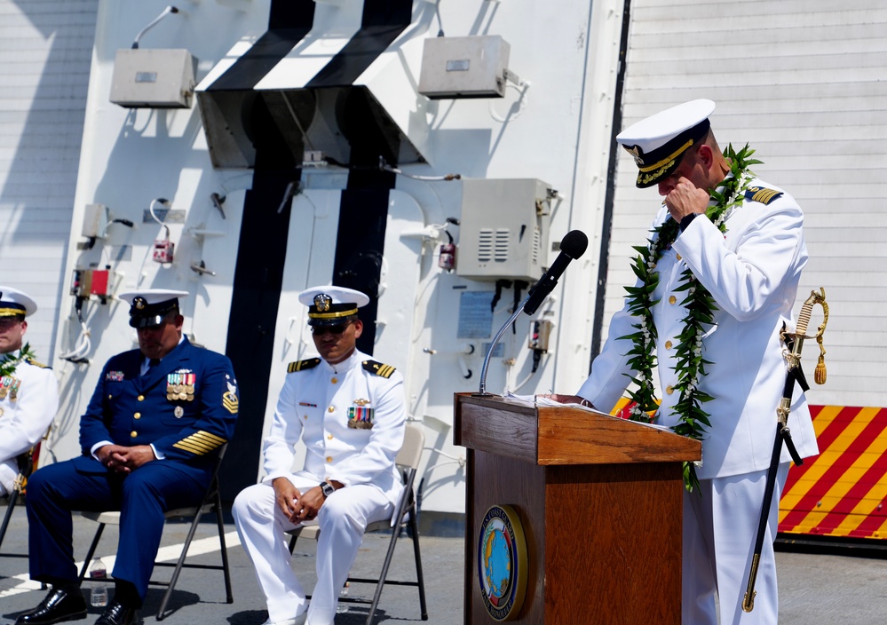 U.S. Coast Guard Cutter Waesche holds a change of command ceremony