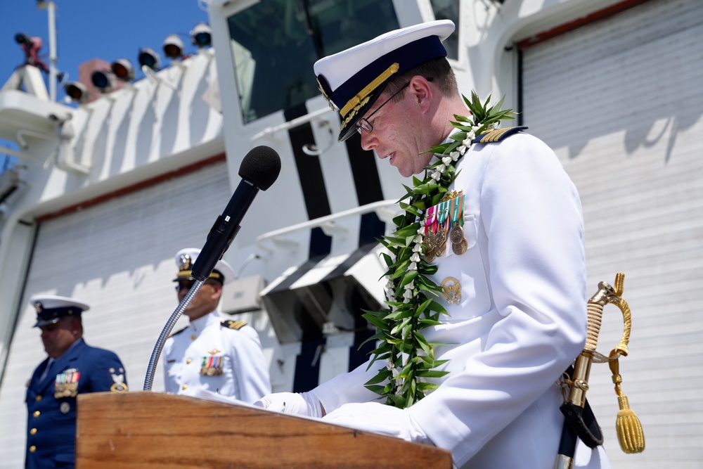 U.S. Coast Guard Cutter Waesche holds a change of command ceremony