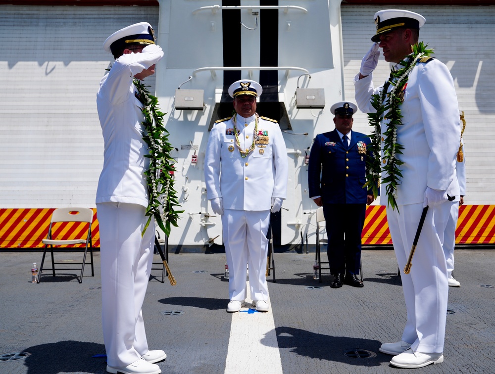 U.S. Coast Guard Cutter Waesche holds a change of command ceremony