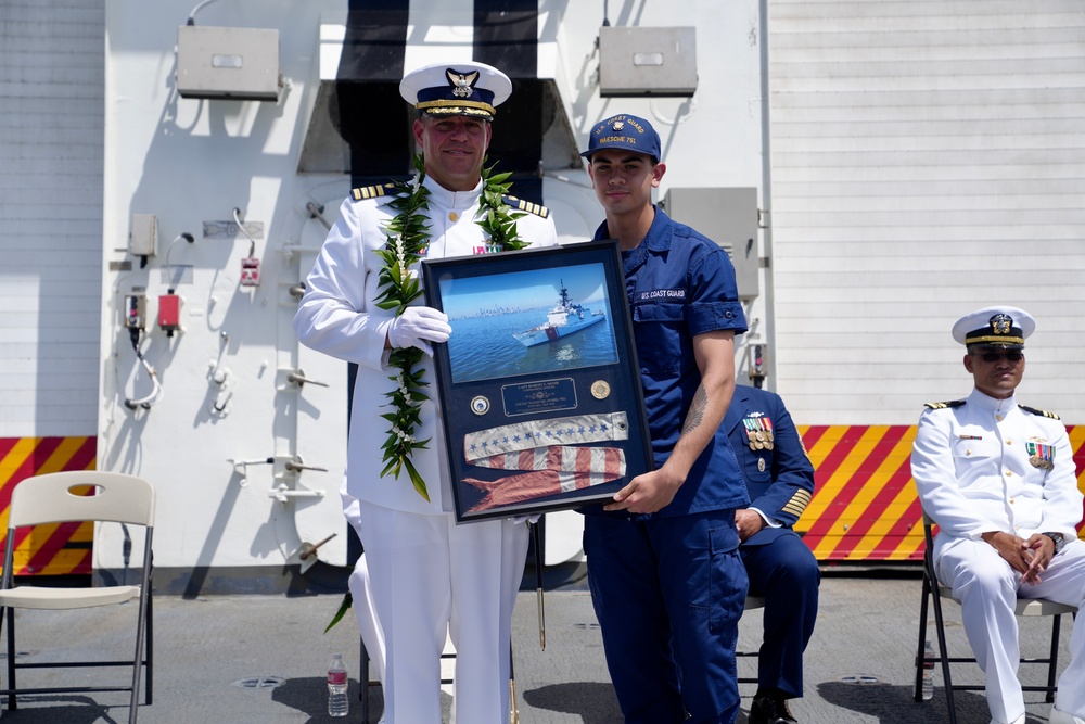 U.S. Coast Guard Cutter Waesche holds a change of command ceremony