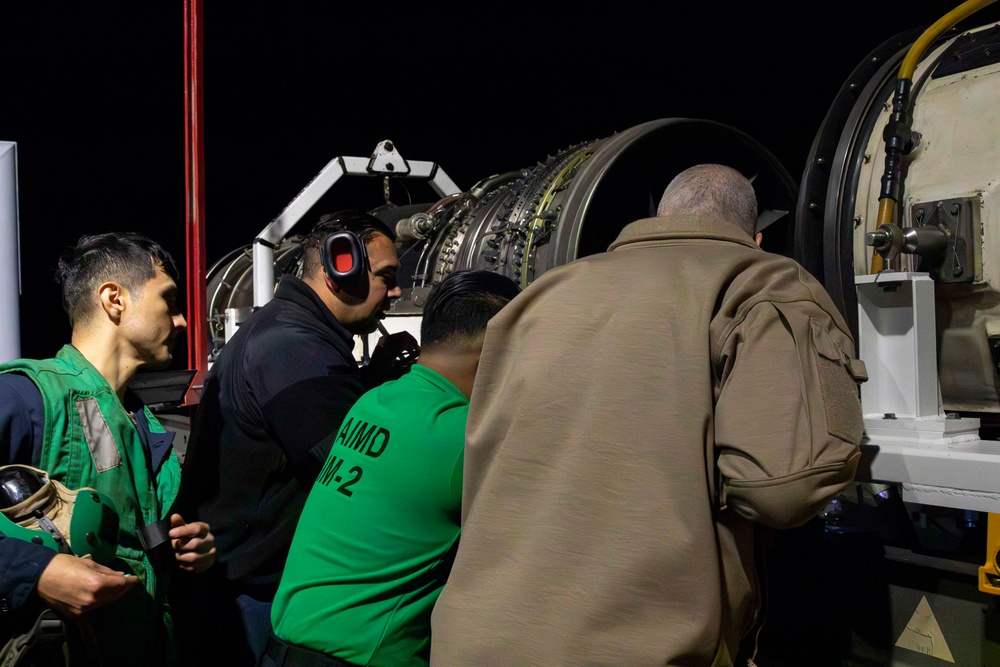 Abraham Lincoln conducts jet engine testing