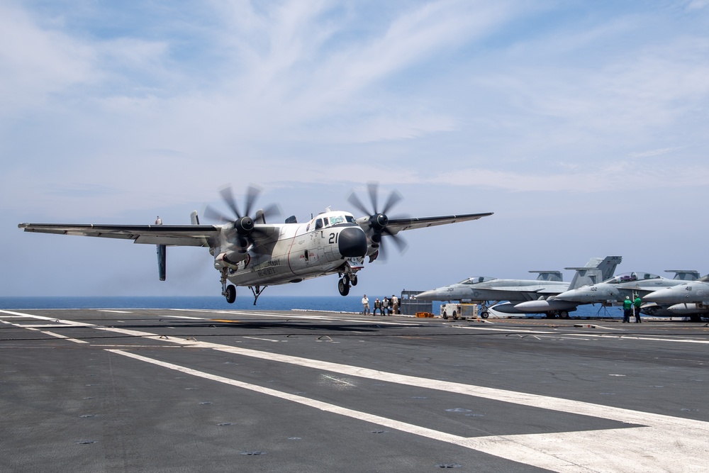 USS Ronald Reagan (CVN76) Sailors conduct flight deck operations