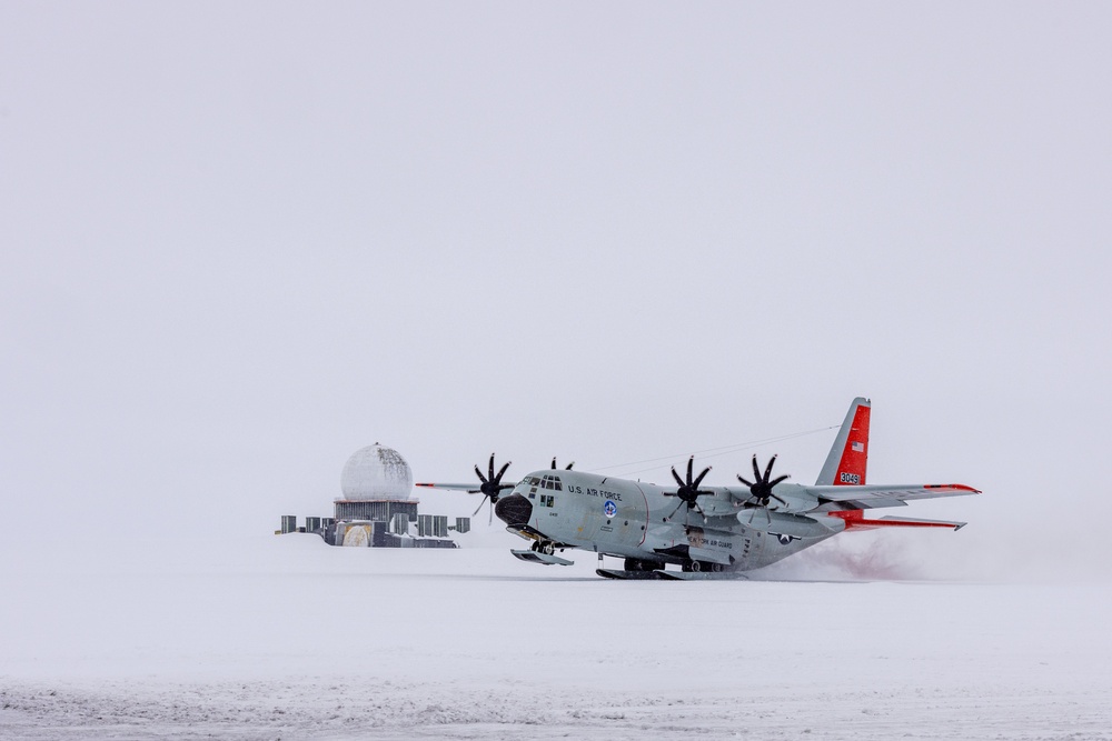 109th Airlift Wing LC-130 conducts ski landings and takeoffs at Camp Raven in Greenland May 12th 2024.