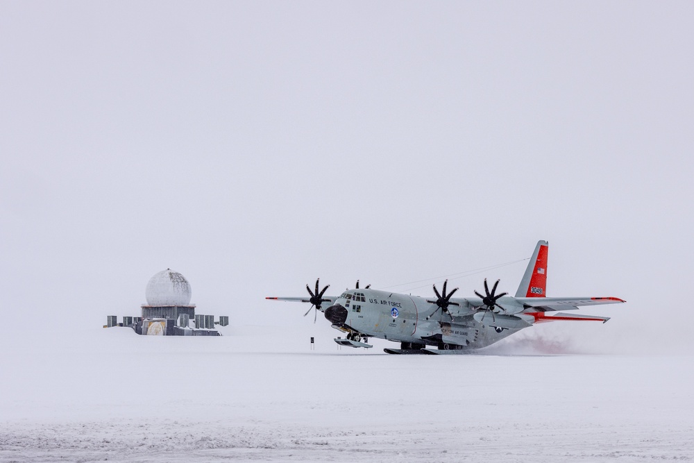 109th Airlift Wing LC-130 conducts ski landings and takeoffs at Camp Raven in Greenland May 12th 2024.