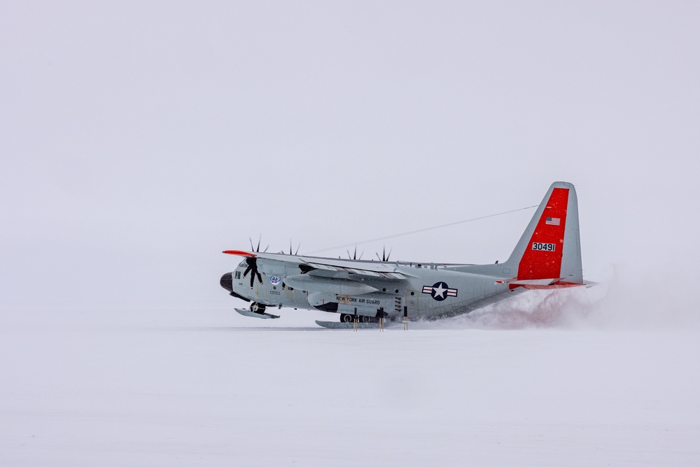 109th Airlift Wing LC-130 conducts ski landings and takeoffs at Camp Raven in Greenland May 12th 2024.