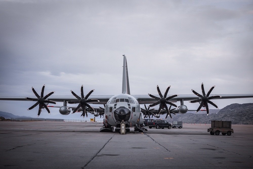 The 109th Airlift Wing's LC-130 Skibird on the flightline in Kangerlussuaq Greenland May 13th 2024.