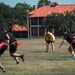 Brahmas athletes and Army North Soldiers play flag football