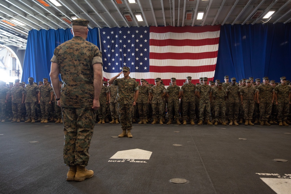 Special Purpose Marine Air Ground Task Force – Fleet Week New York Marines receive liberty brief prior to kicking off FWNY2024