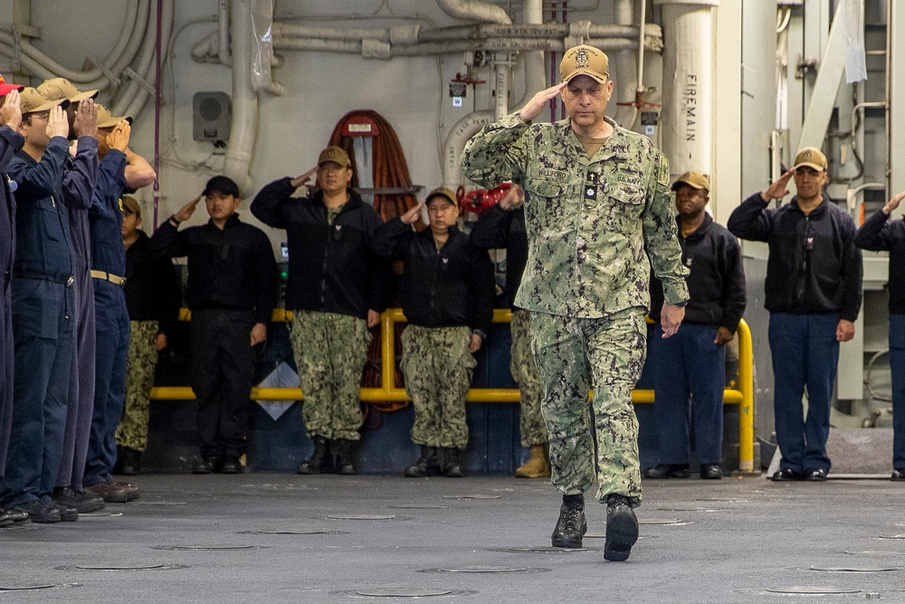 Sailors Piped Ashore Aboard USS Tripoli