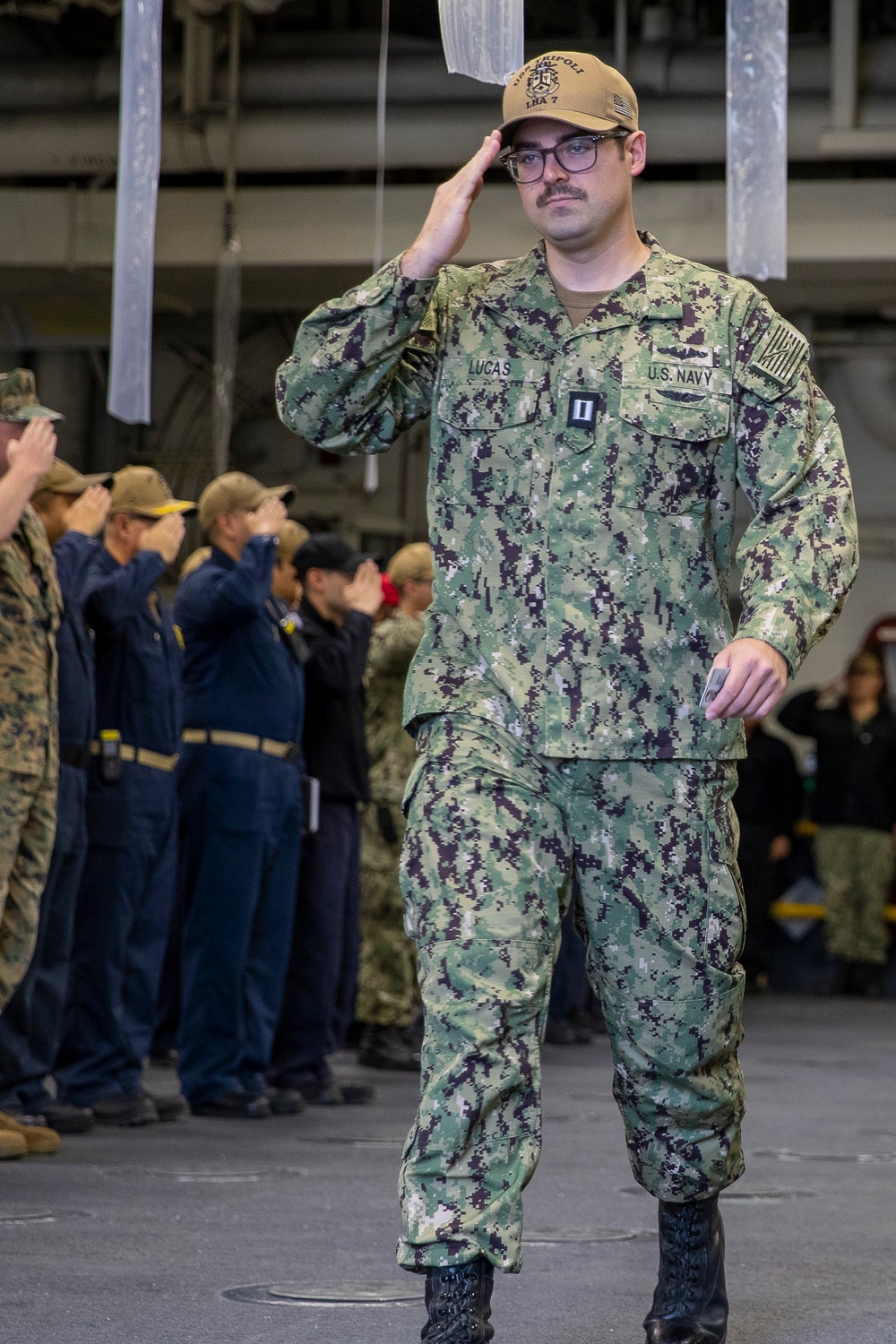 Sailors Piped Ashore Aboard USS Tripoli