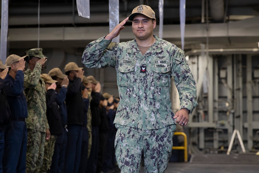 Sailors Piped Ashore Aboard USS Tripoli